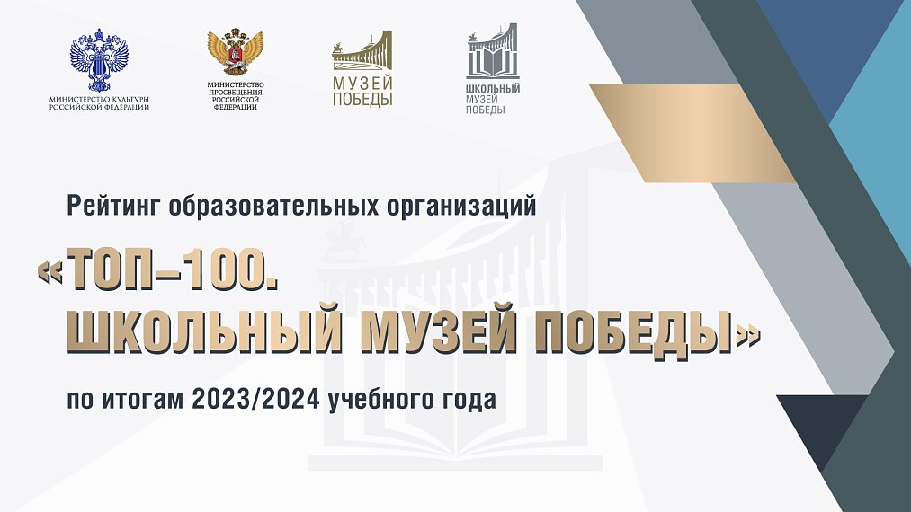 Рейтинг образовательных организаций «ТОП-100. Школьный Музей Победы» по итогам 2023/2024 учебного года