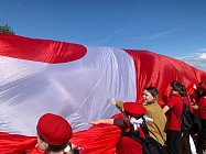 Самое большое Знамя Победы на Мамаевом Кургане